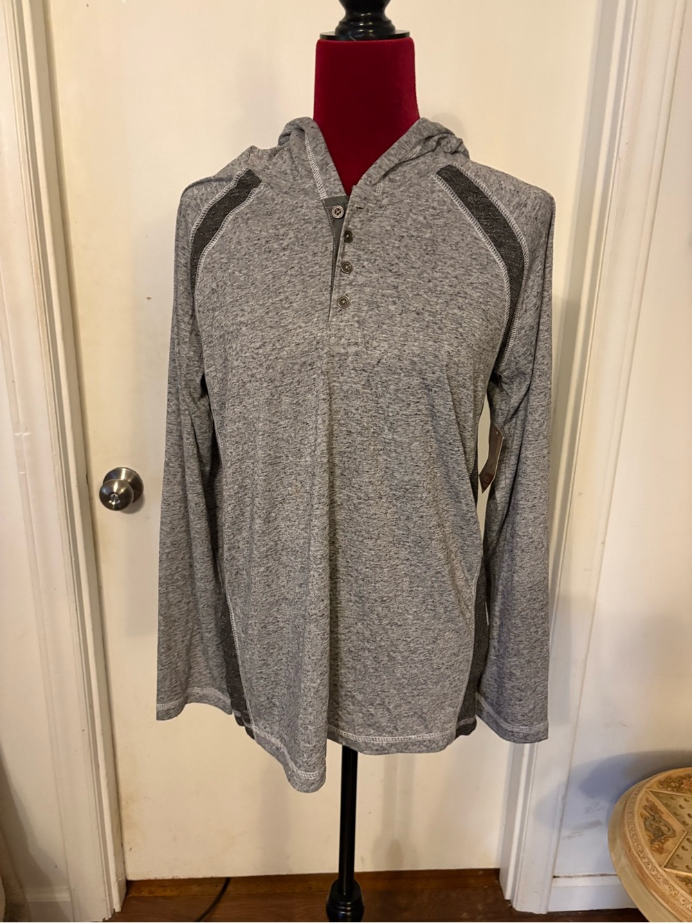 belk Men's Heather Gray Hooded Henley Pullover